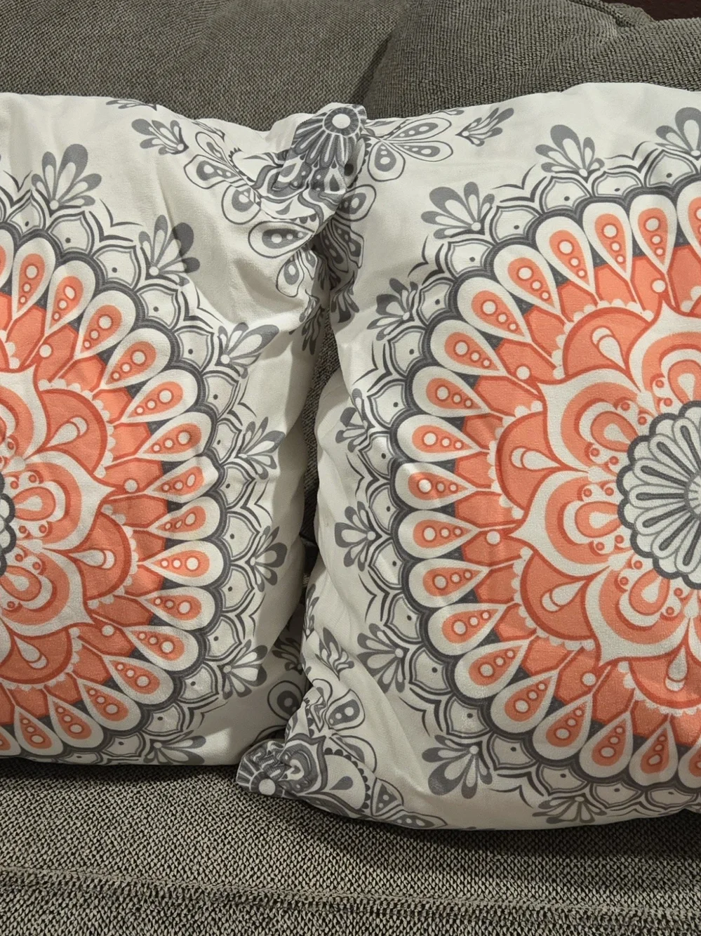 Mandala Coral Decorative Throw Pillow Pair -